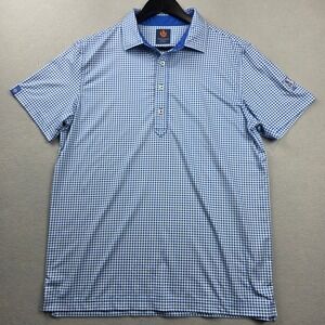 Donald Ross Sport Mens Blue Gingham Golf Polo Shirt Size S Stretch Performance